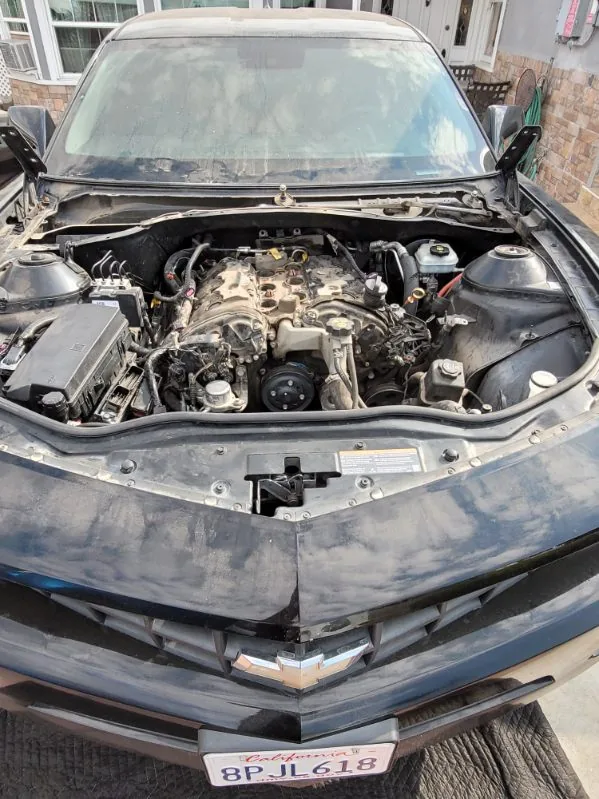 Engine bay open for mechanical work